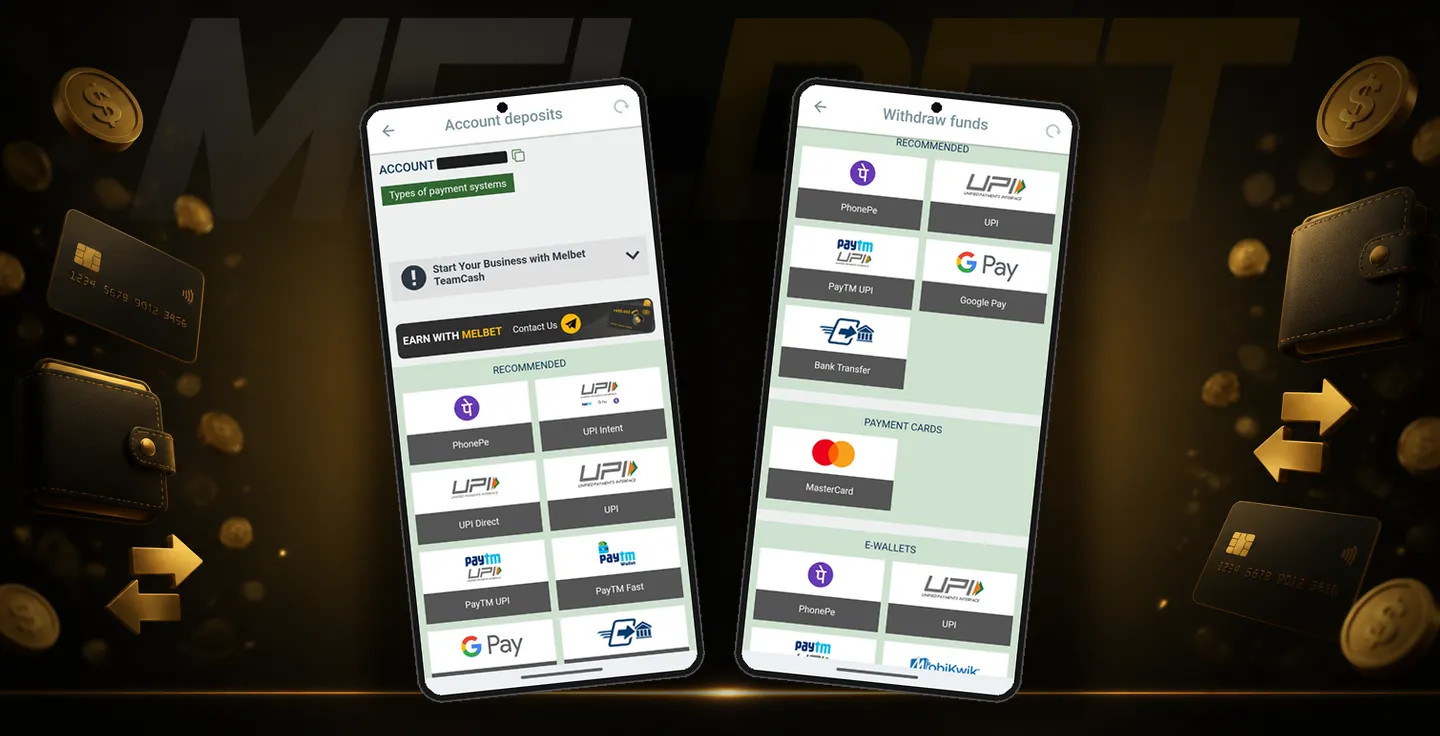 Melbet app screens